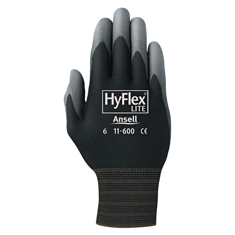hyflex handschuhe 11 627 HyFlex 11-600 Palm-Coated Gloves, Size 6, Black