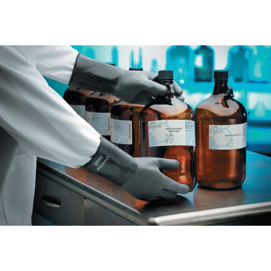 CHEMTEK 38-514 14 MIL 14IN BLK BUTYL ROUGH - ChemTek Protective Gloves, Black