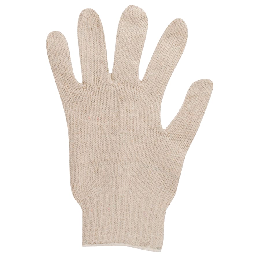 MEDIUM WEIGHT POLY/COTTON - Lightweight String Knit Gloves, 9, Natural, 12 Pairs