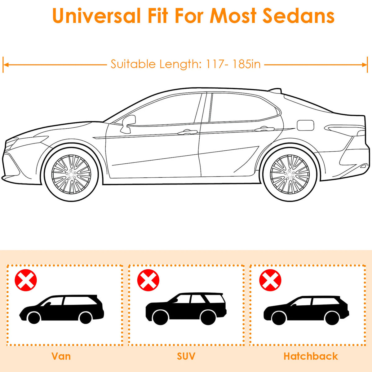189x69x47in Full Car Cover