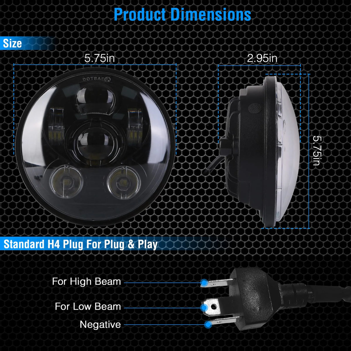 5.75In LED Headlight Motorcycle Projector