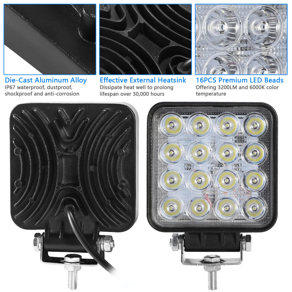 6PCS 48W LED Work Light Pod Offroad Spot Lights