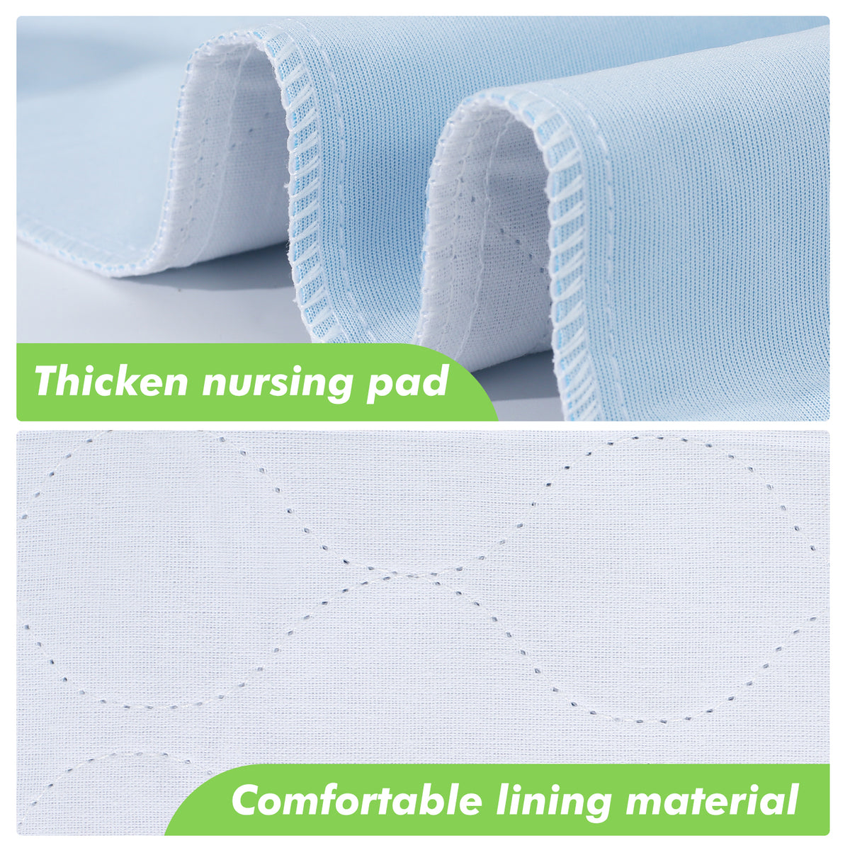 BLUE WASHABLE UNDERPADS 34”x36“ - Incontinence Bed Pads Large Washable Underpads Reusable Waterproof Pee Pad Puppy for Adults Human Dog Bed Cat Pet Elderly Green Life Universe 6 Pack