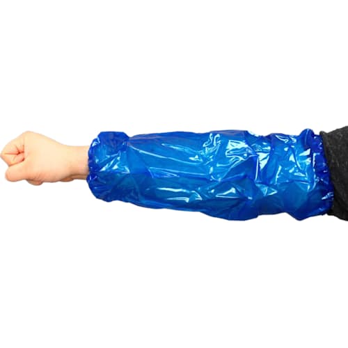 Blue Vinyl Alternative Sleeve, Elastic Ends - 18" (150 Count)