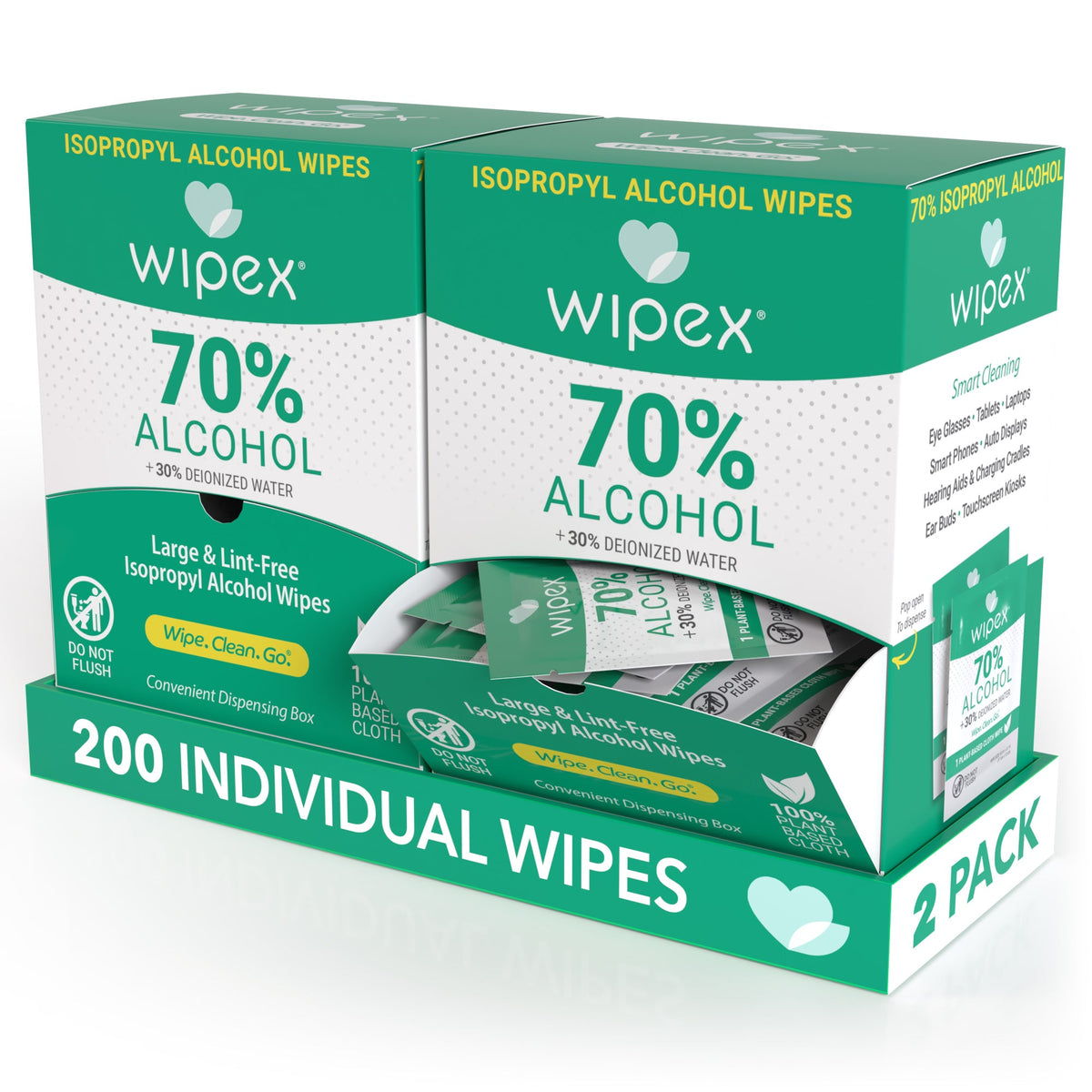 70% IPA Alcohol Wipes – Single Sachet | 100ct Dispenser Box