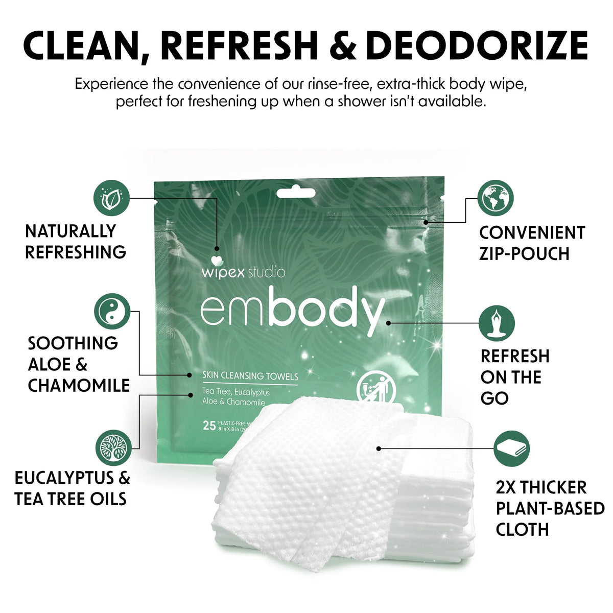Embody® Body Wipes – Instant Reset After Movement | 25ct Travel Pack