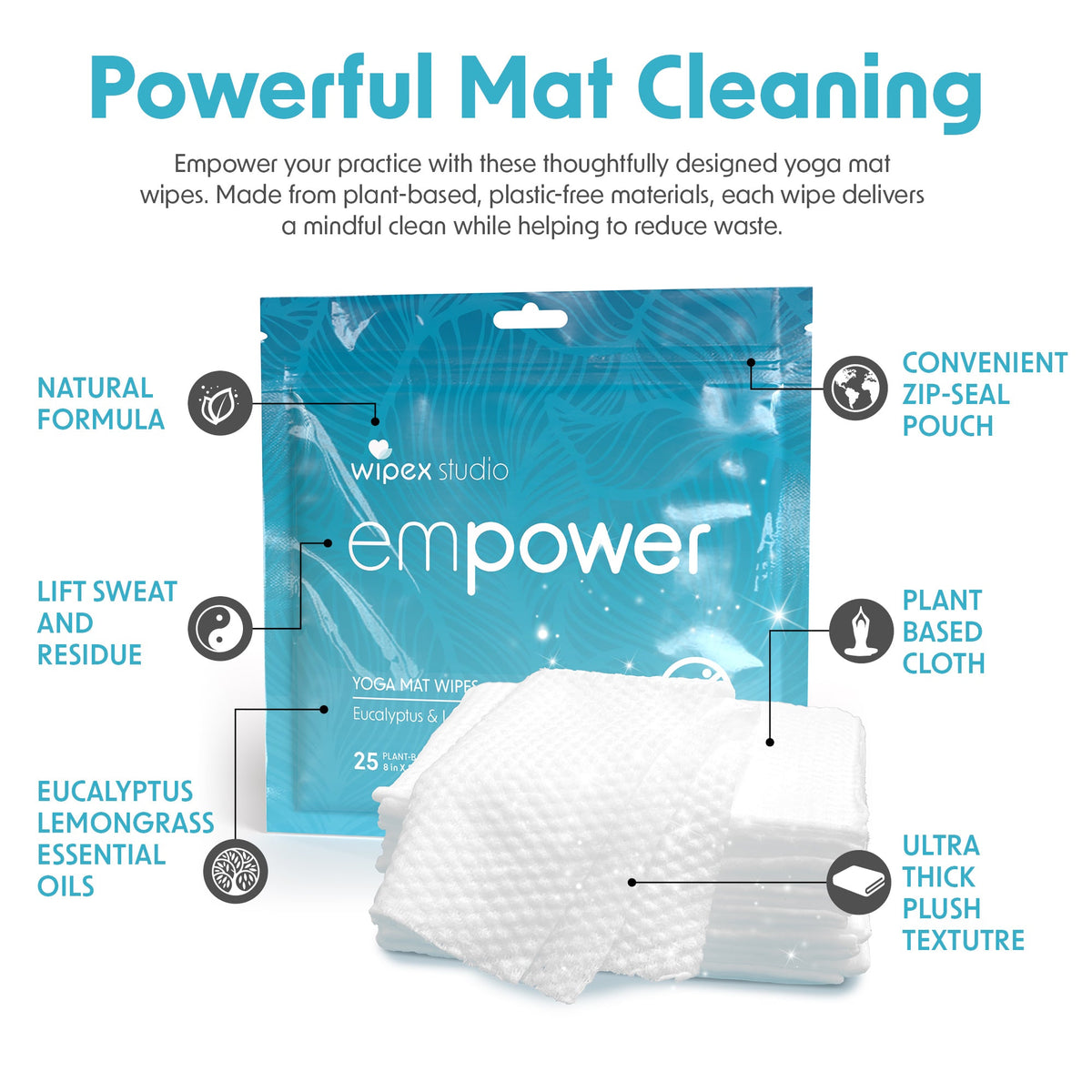 Empower® Yoga Mat Wipes – Instant Refresh After Movement | 25ct Travel Pack