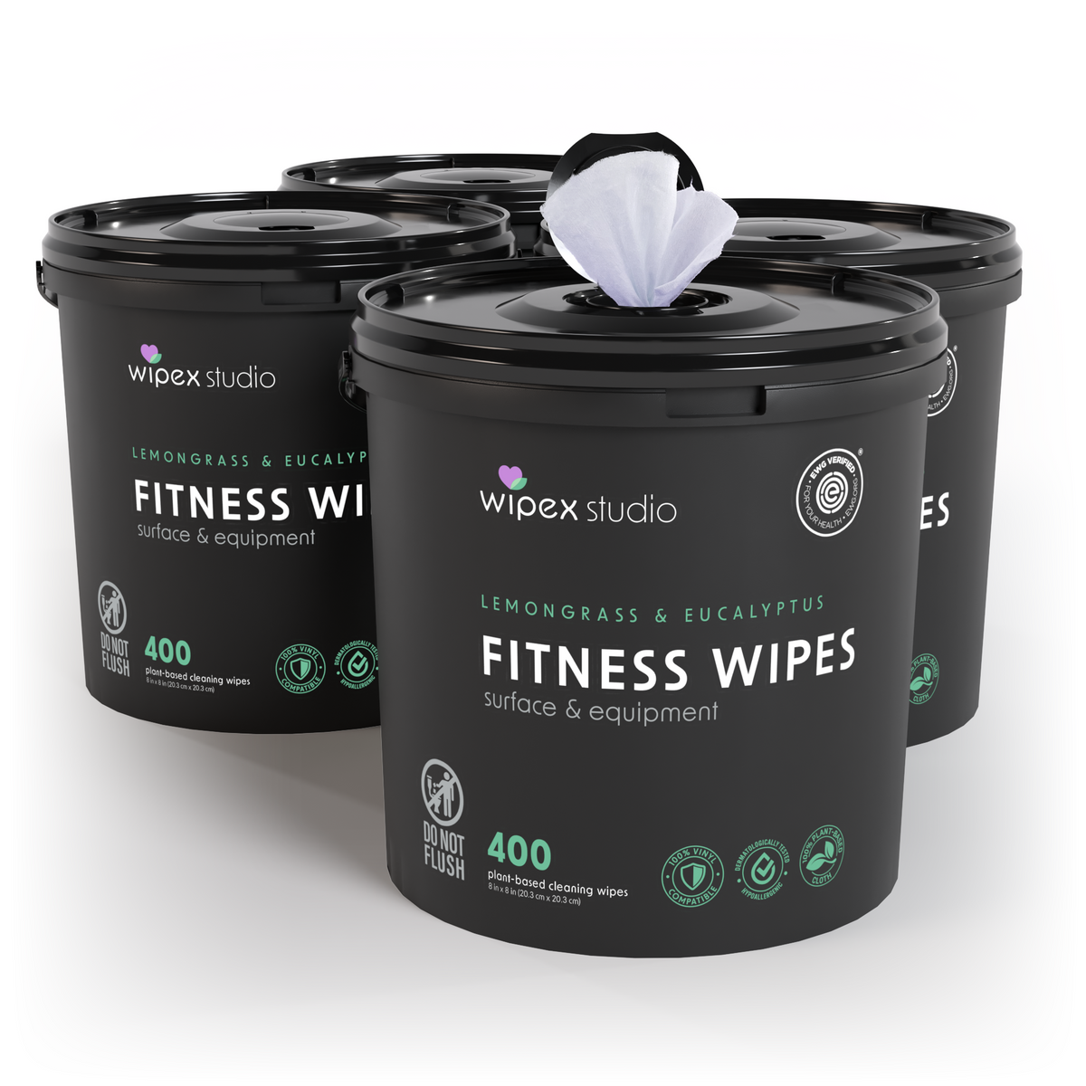 Wipex 400ct Natural Gym Wipes for Fitness Equipment | Portable Dispensing Bucket or Refill | Plant-Based
