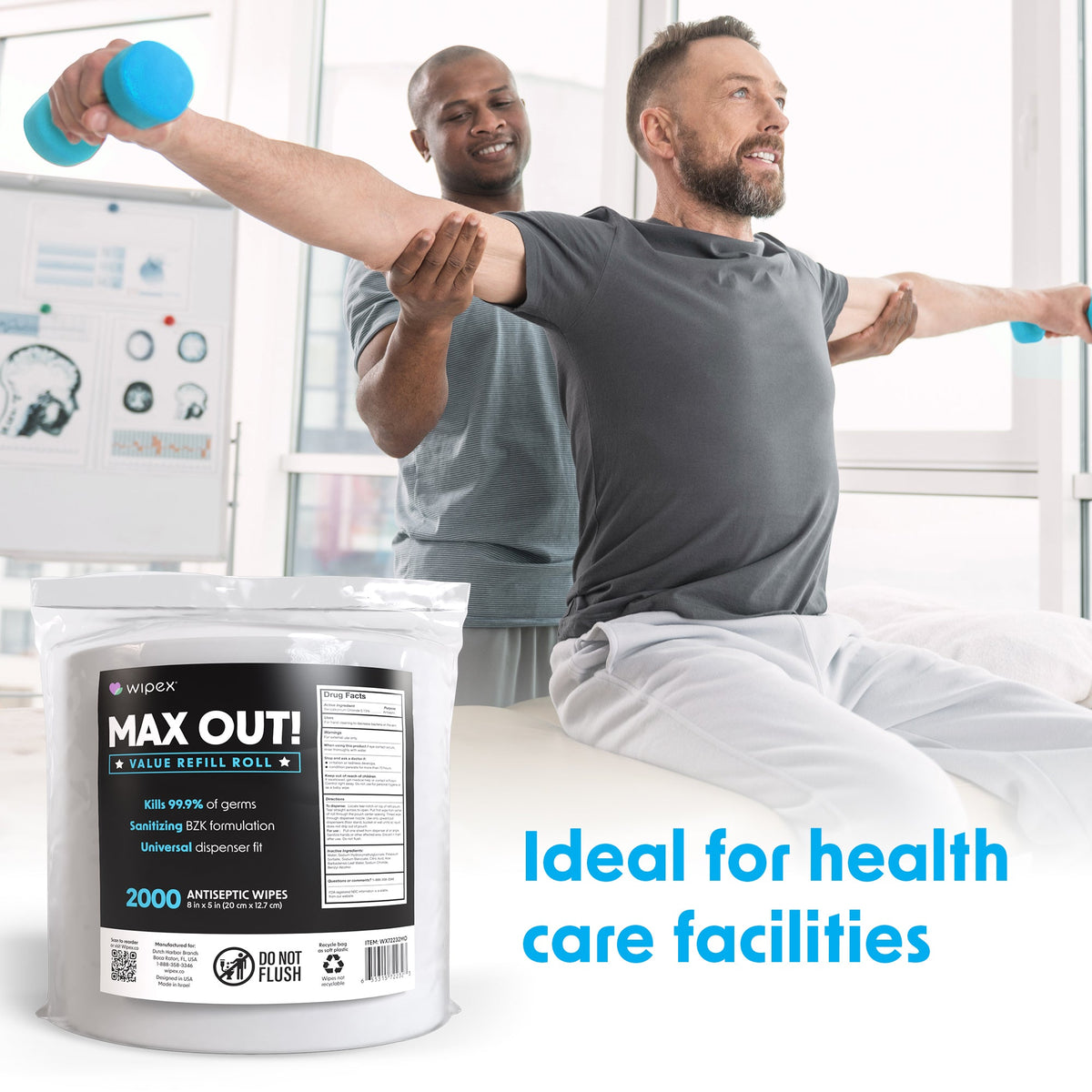 MAX OUT!® Economy 2000ct BZK Sanitizing Wipes Value Refill Roll – Lint-Free, Alcohol-Free