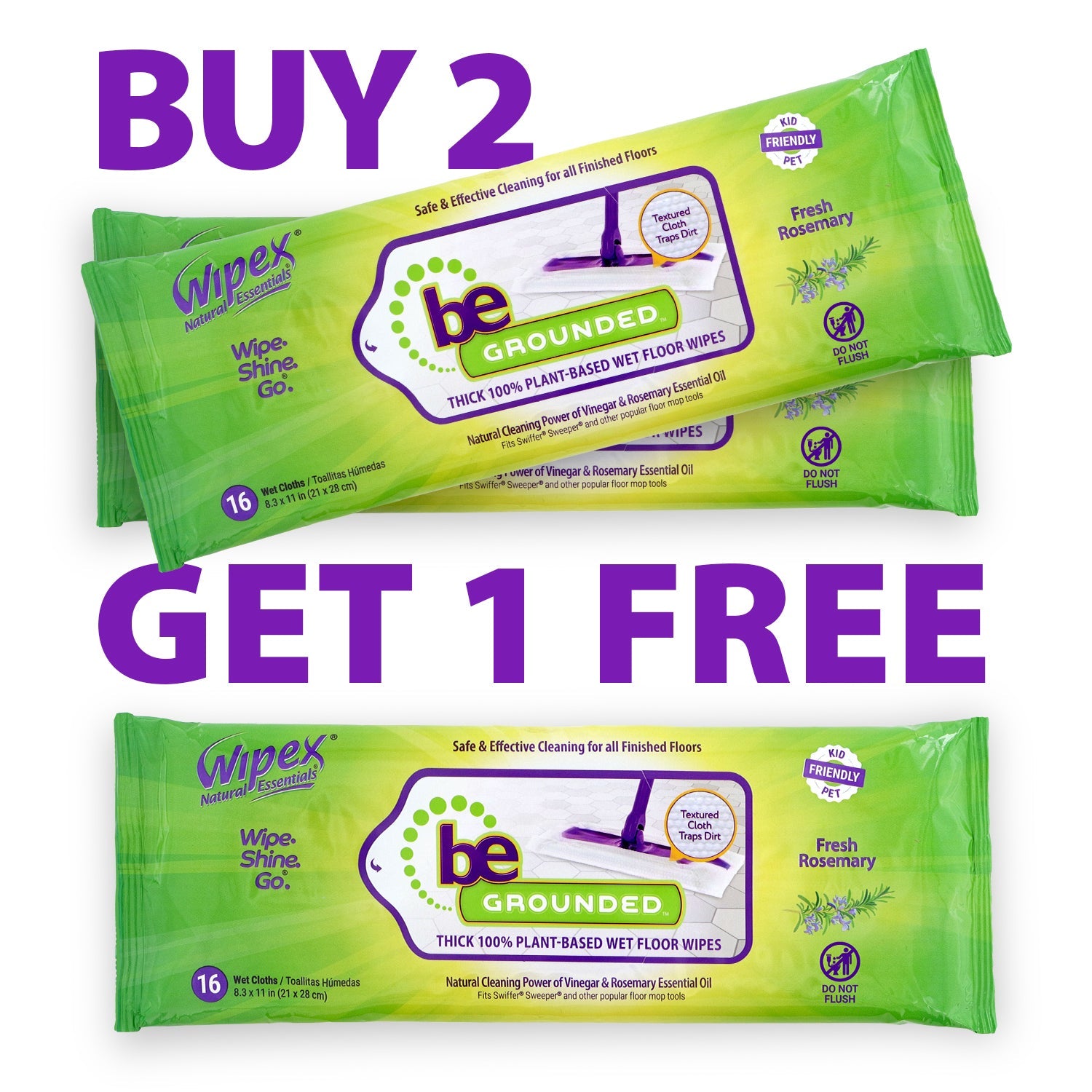 Natural Floor Cleaning Pads | Plant-Based Floor Wipes with Rosemary