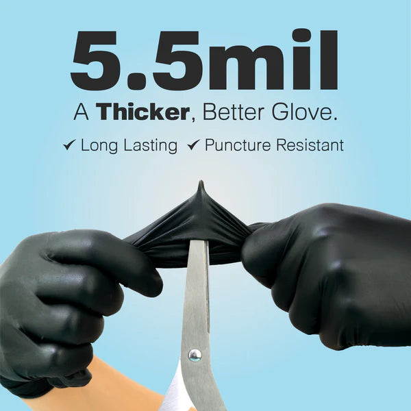 Raxwell Disposable Black Nitrile 5.5 mil - 1000 Gloves