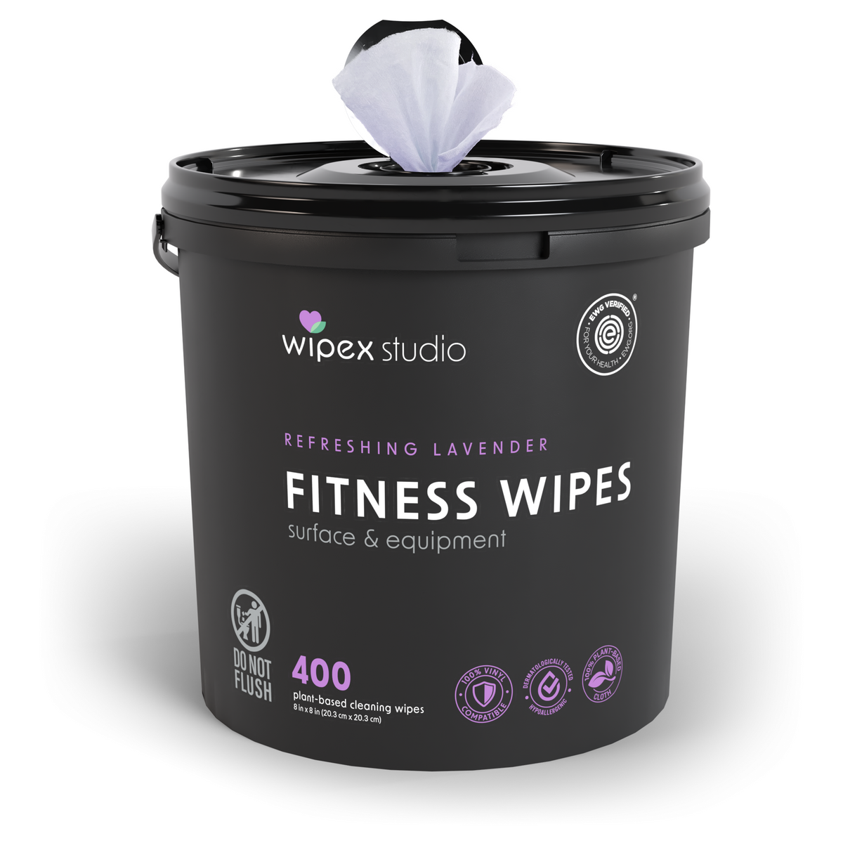 Wipex 400ct Natural Gym Wipes for Fitness Equipment | Portable Dispensing Bucket or Refill | Plant-Based