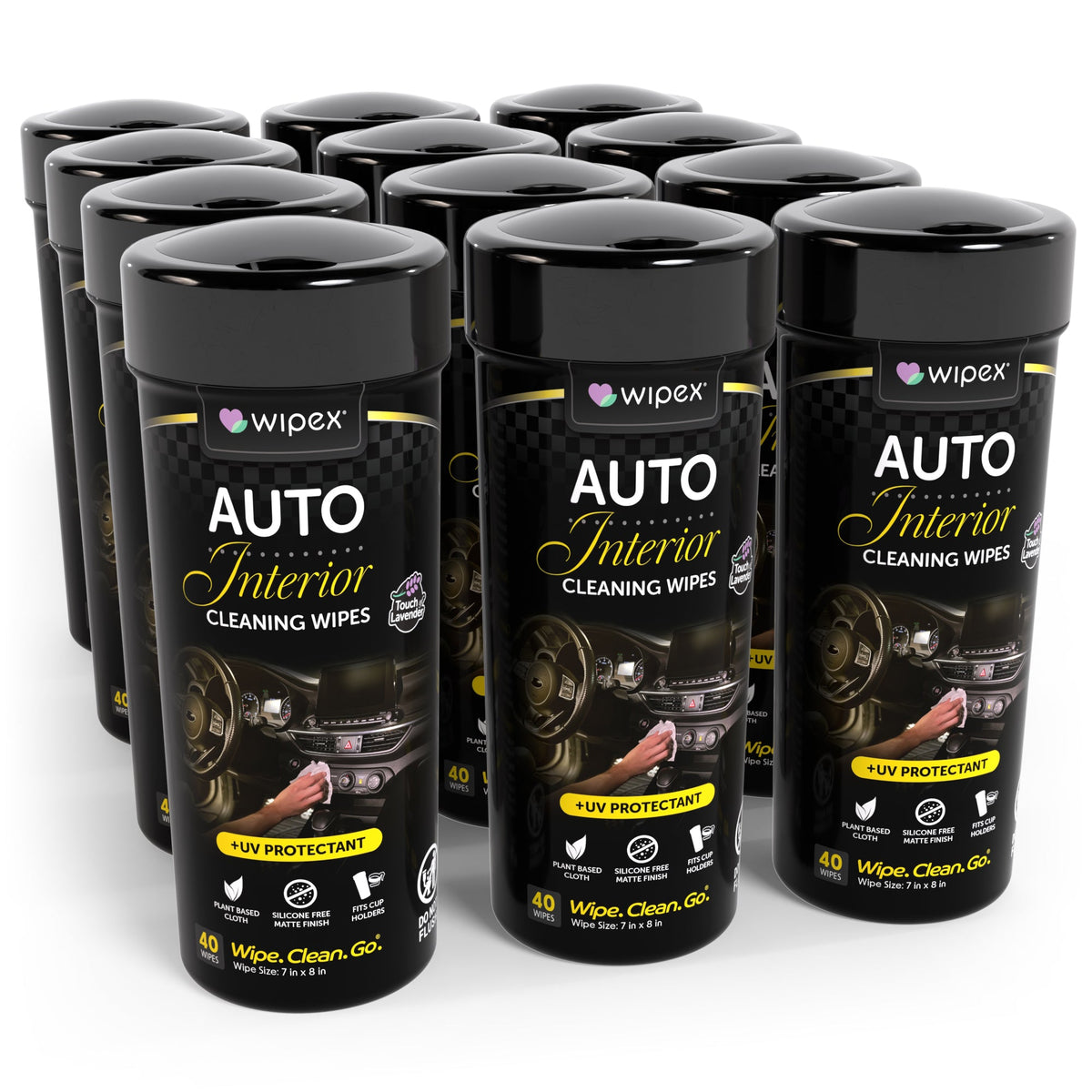 Wipex® Lavender Auto Cleaning Wipes | Plastic-Free Natural Car Wipes