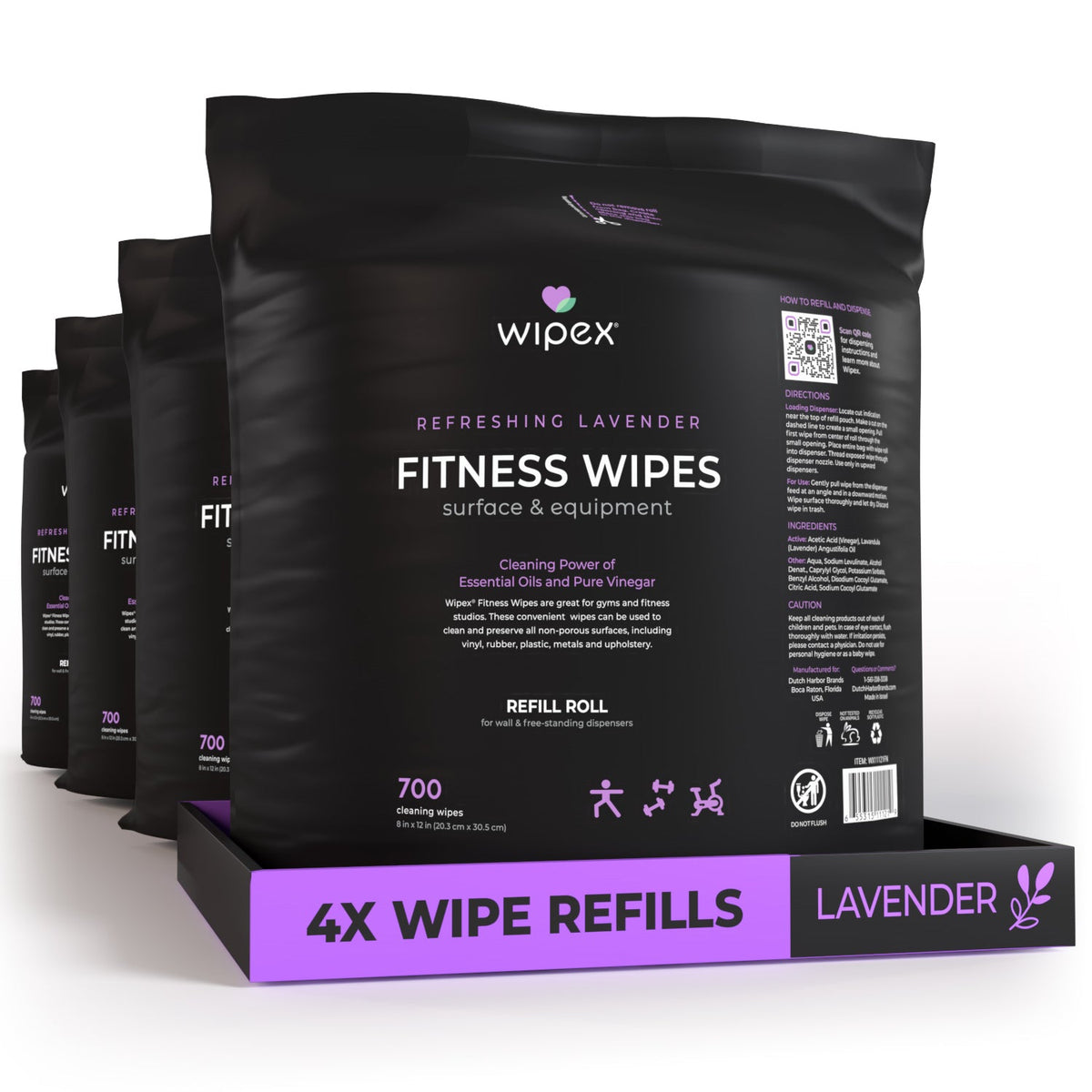 Wipex Natural Fitness Equipment Wipes 700ct Bulk Gym Refill Roll