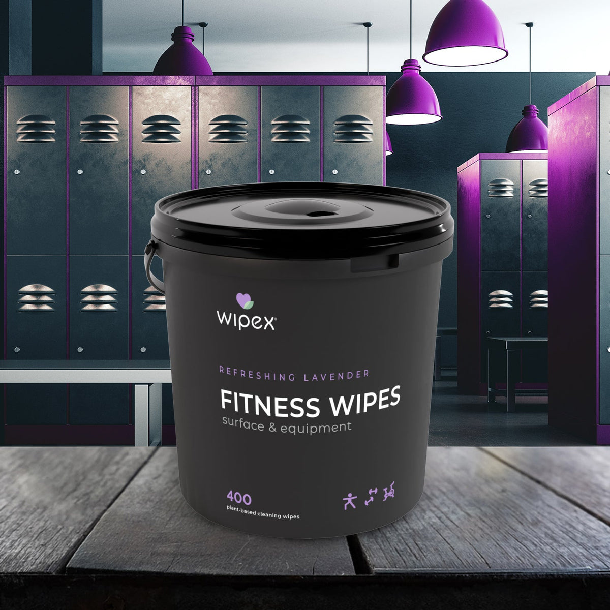 Wipex Natural Gym Wipes Starter Bundle | Dispenser Bucket with Refill | Plant-Based Wipes for Fitness Equipment