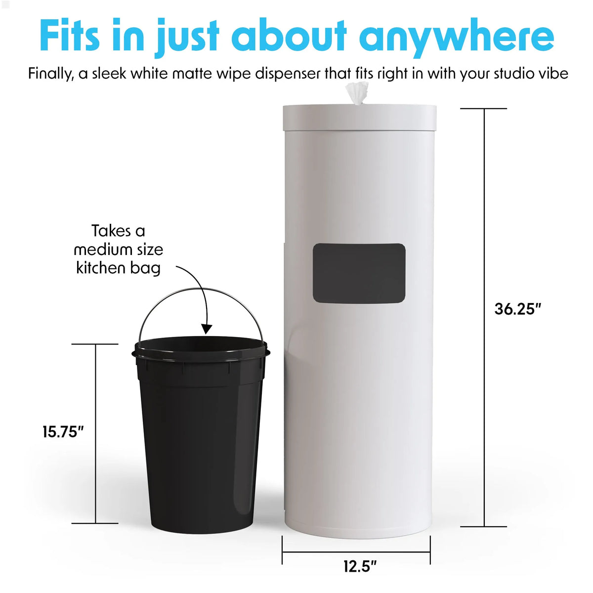 Wipex Premium Studio White Floor Dispenser for Bulk Gym Wipes | Stainless Steel | Free Standing Model