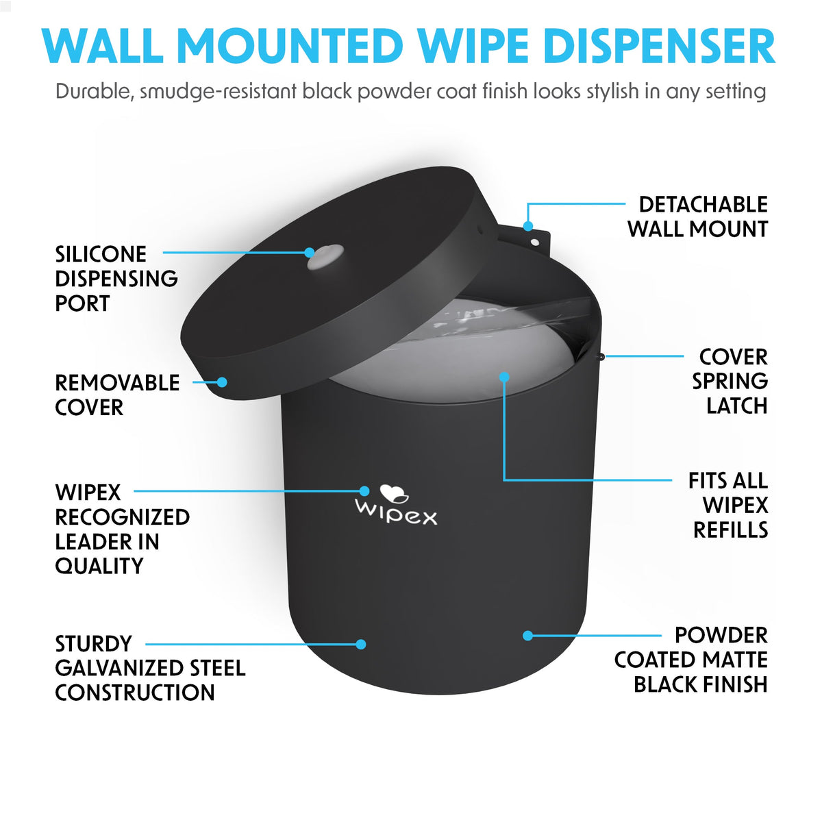 Wipex® Stainless Steel Wall-Mounted Wipes Dispenser for Refill Rolls with Modern Design