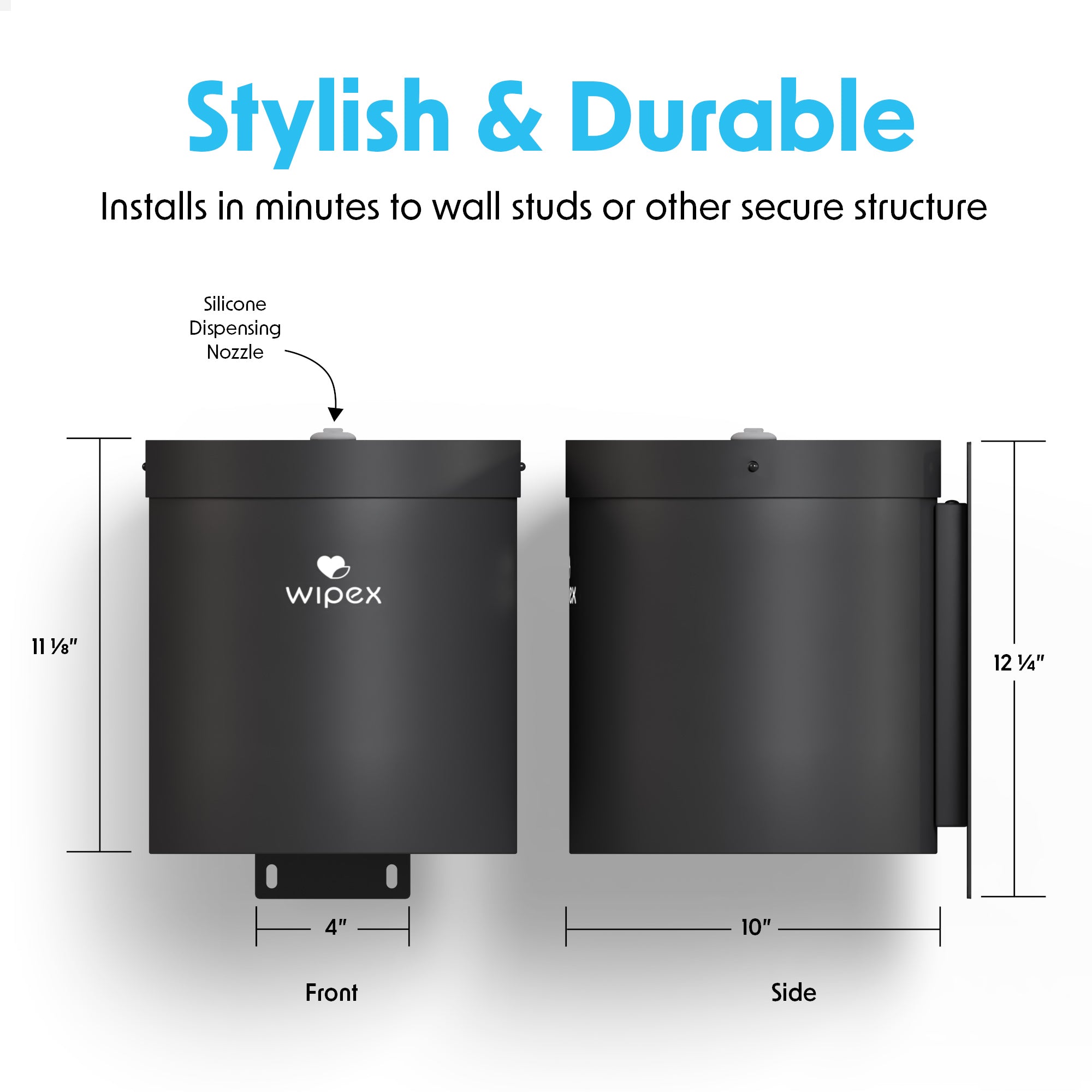 Wipex® Stainless Steel Wall-Mounted Wipes Dispenser for Refill Rolls with Modern Design