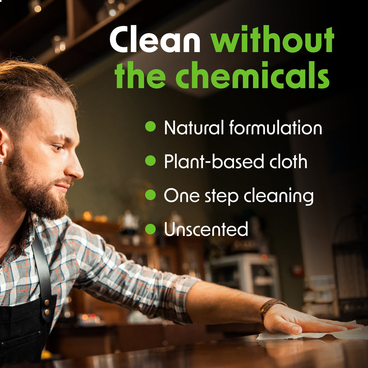 Wipex® Table Bussers® Natural Unscented Cleaning Wipes for Home & Food Service | Plant-Based | Portable Bucket