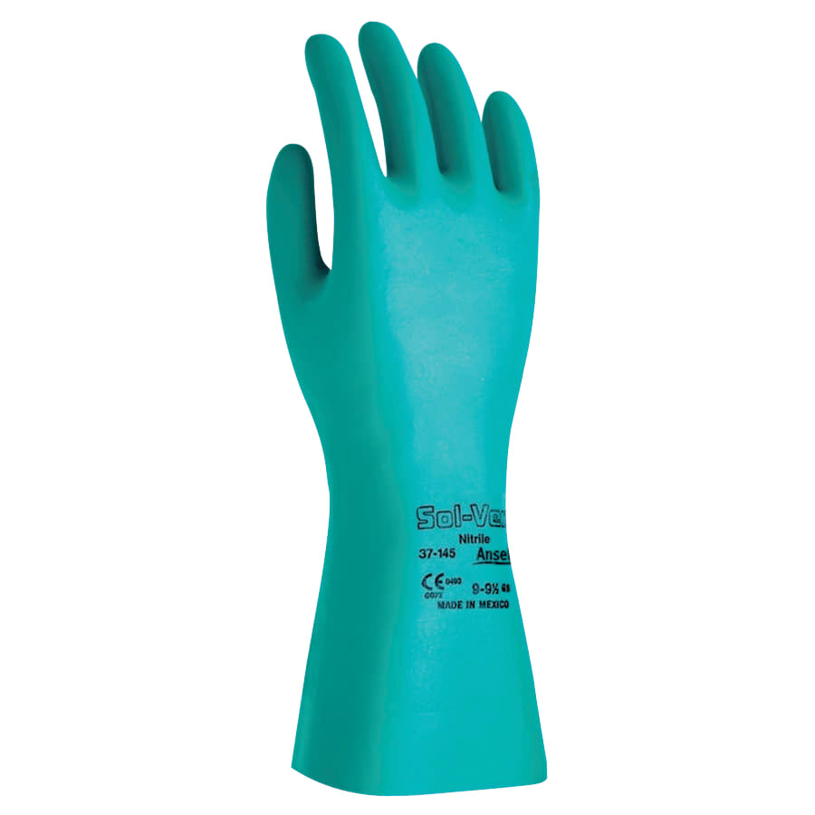solvex handschuhe AlphaTec Solvex Nitrile Gloves, Gauntlet Cuff, Unlined, Size 11, Green, 11 mil