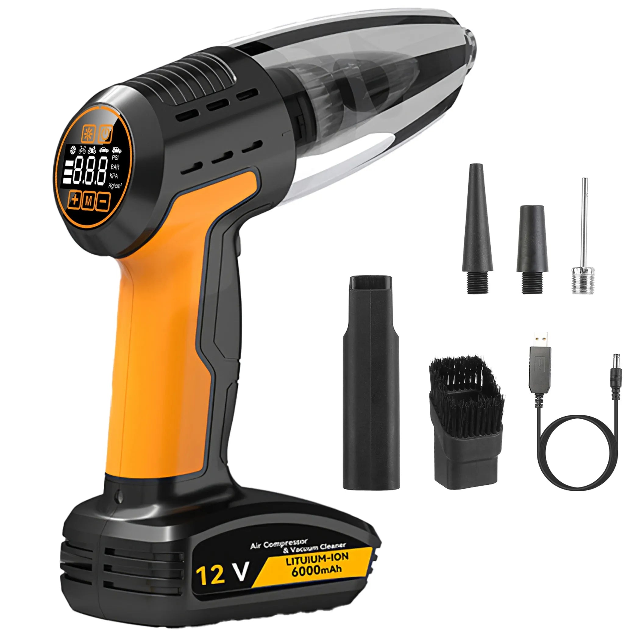 4 In 1 Cordless Car Vacuum Cleaner and Tire Inflator with LED Light