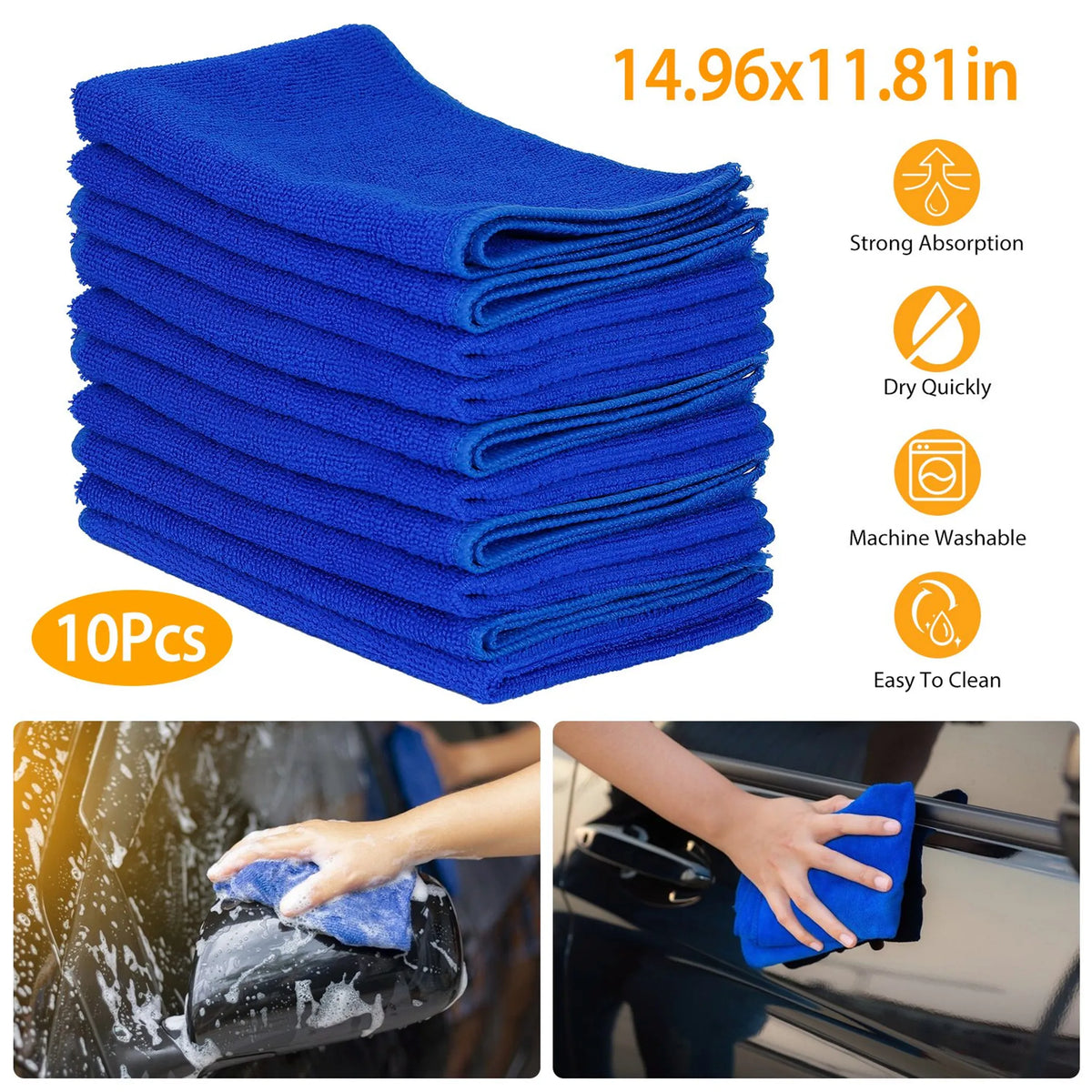 10Pcs Car Cleaning Cloths Highly Absorbent