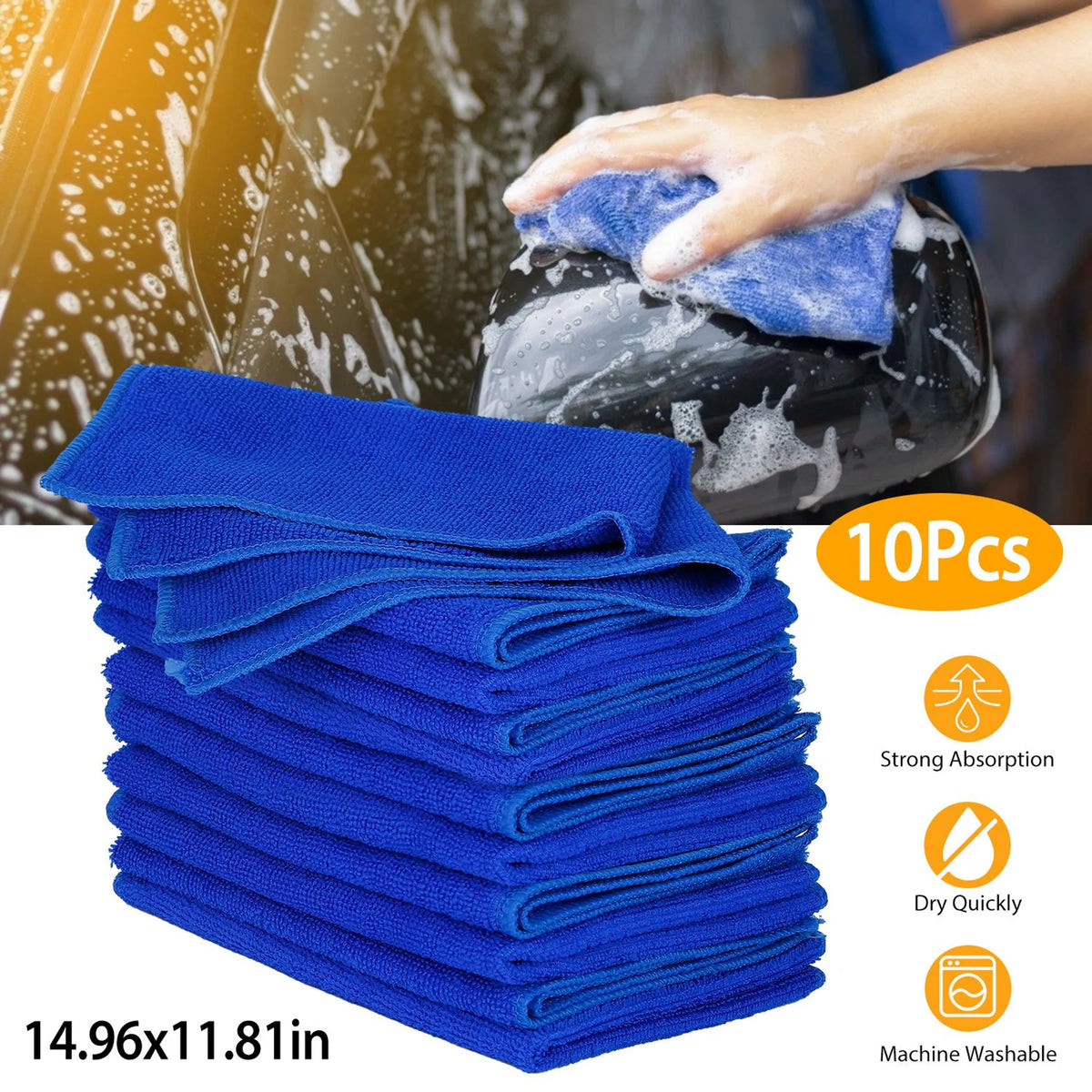 10Pcs Car Cleaning Cloths Highly Absorbent