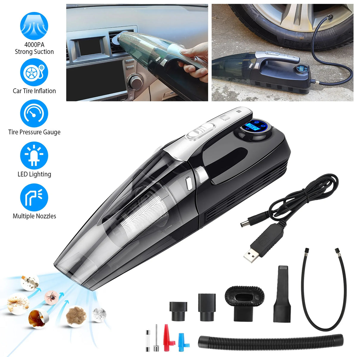 4 in 1 Car Handheld Vacuum