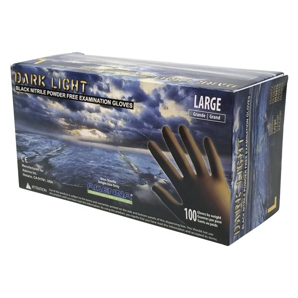 Dark Light Black Nitrile Gloves - Exam Grade, Powder Free (9 Mil), 100 Cases (Bulk)