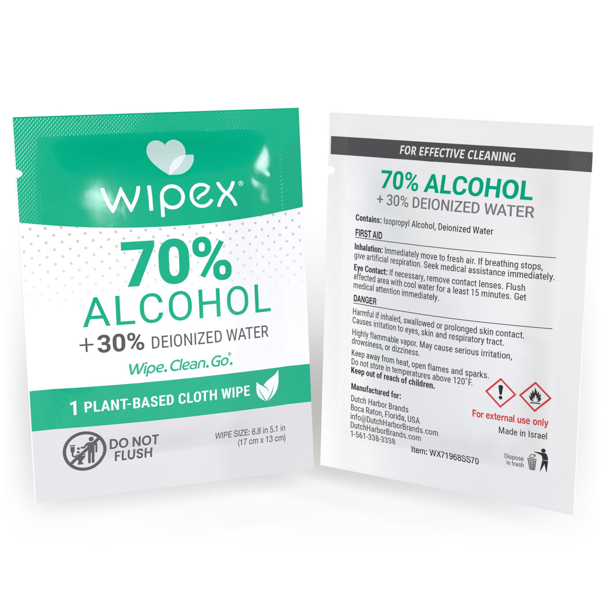 70% IPA Alcohol Wipes – Single Sachet | 100ct Dispenser Box