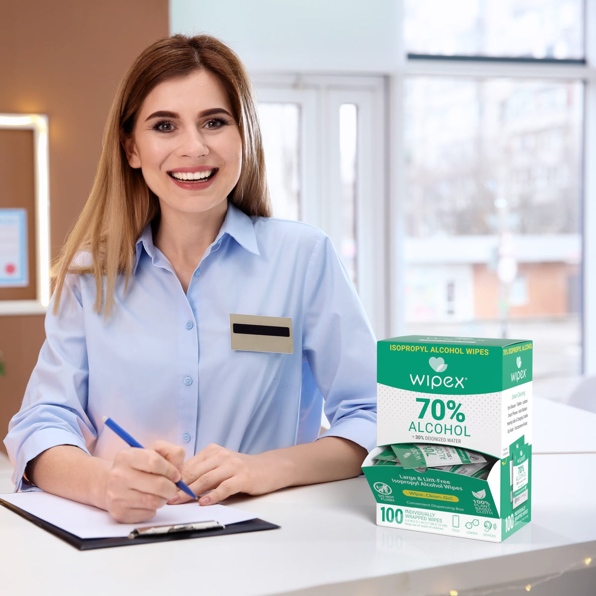 70% IPA Alcohol Wipes – Single Sachet | 100ct Dispenser Box