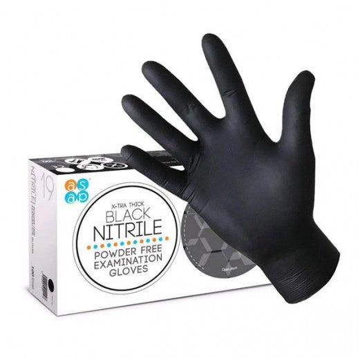 ASAP Black Nitrile Gloves - Exam Grade, Powder Free (5 Mil), 100 Cases (Bulk)