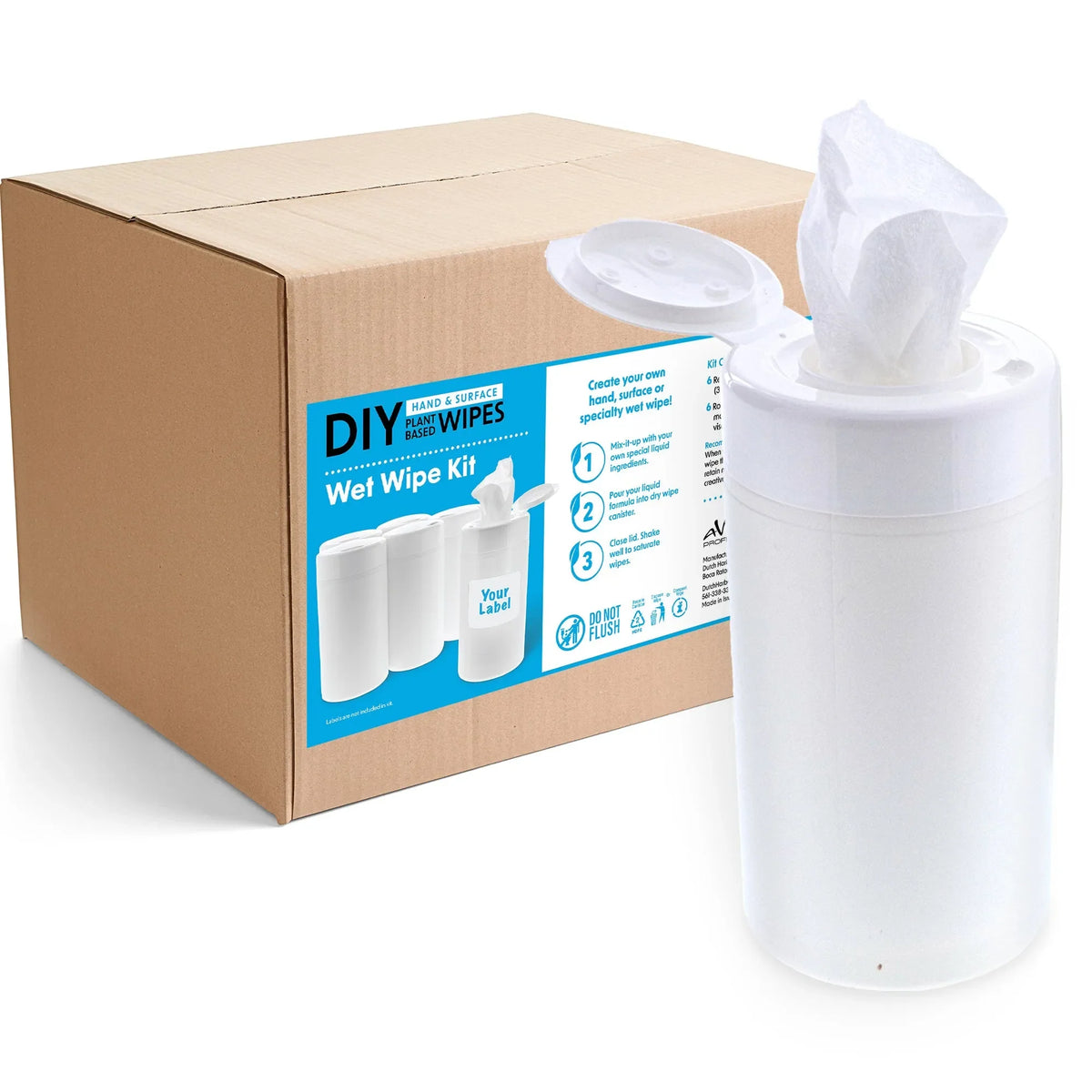 DIY 100% Plant-Based Dry Wipes Kit – Create Your Own Eco-Friendly Cleaning Wipes in Canisters