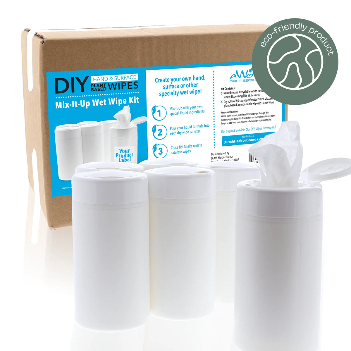 DIY 100% Plant-Based Dry Wipes Kit – Create Your Own Eco-Friendly Cleaning Wipes in Canisters