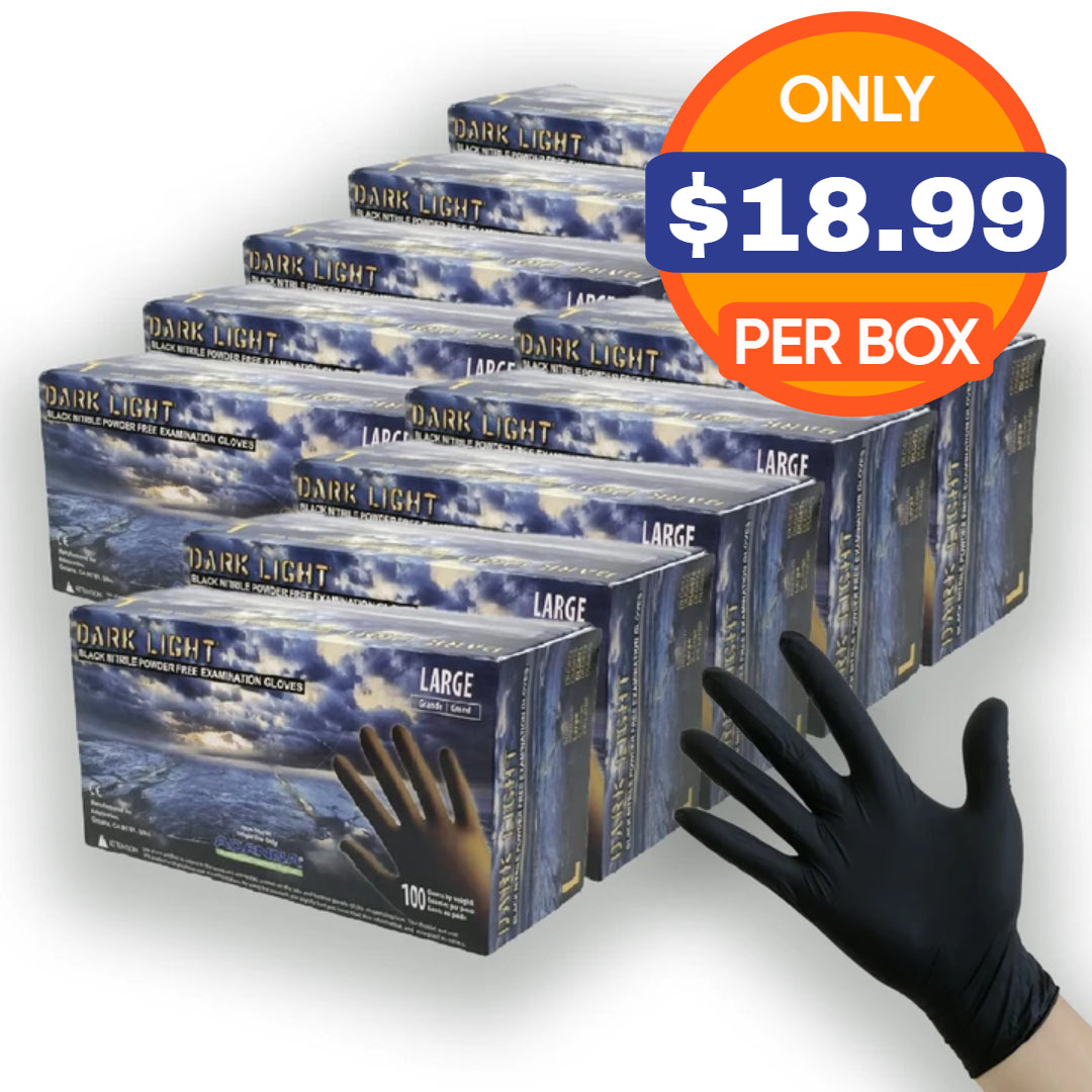 Dark Light Black Nitrile Powder Free Gloves 9 mil Gloves
