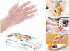 persons wearing disposable multi-purpose poly gloves when preparing food