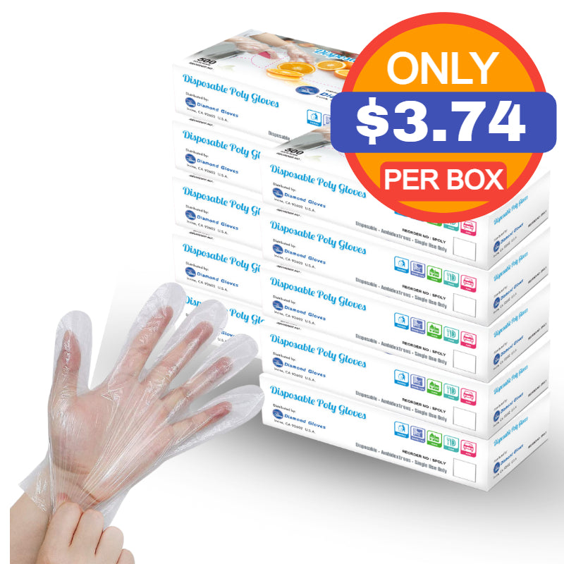 Disposable Poly Gloves Powder Free Multi-Purpose Polyethylene Gloves, 5,000 Gloves