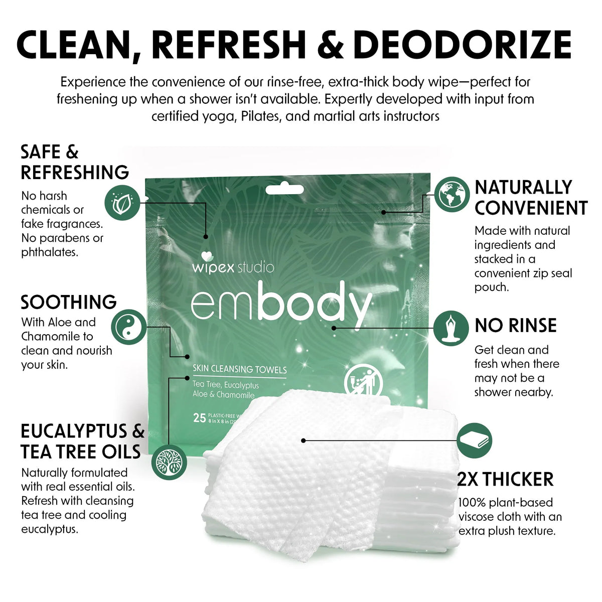 Embody® Body Wipes – Instant Reset After Movement | 25ct Travel Pack