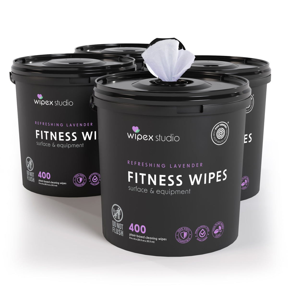 Wipex 400ct Natural Gym Wipes for Fitness Equipment | Portable Dispensing Bucket or Refill | Plant-Based