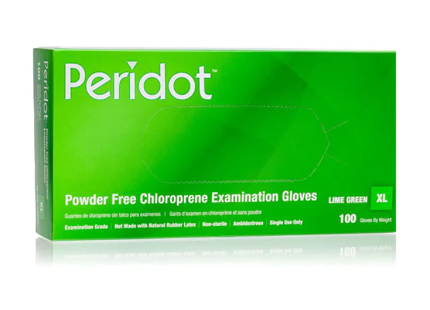 Peridot Green Chloroprene Powder Free Gloves (3.5 mil)