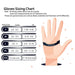 Gloves Sizing Chart from small, medium, large, extra large, and XXL