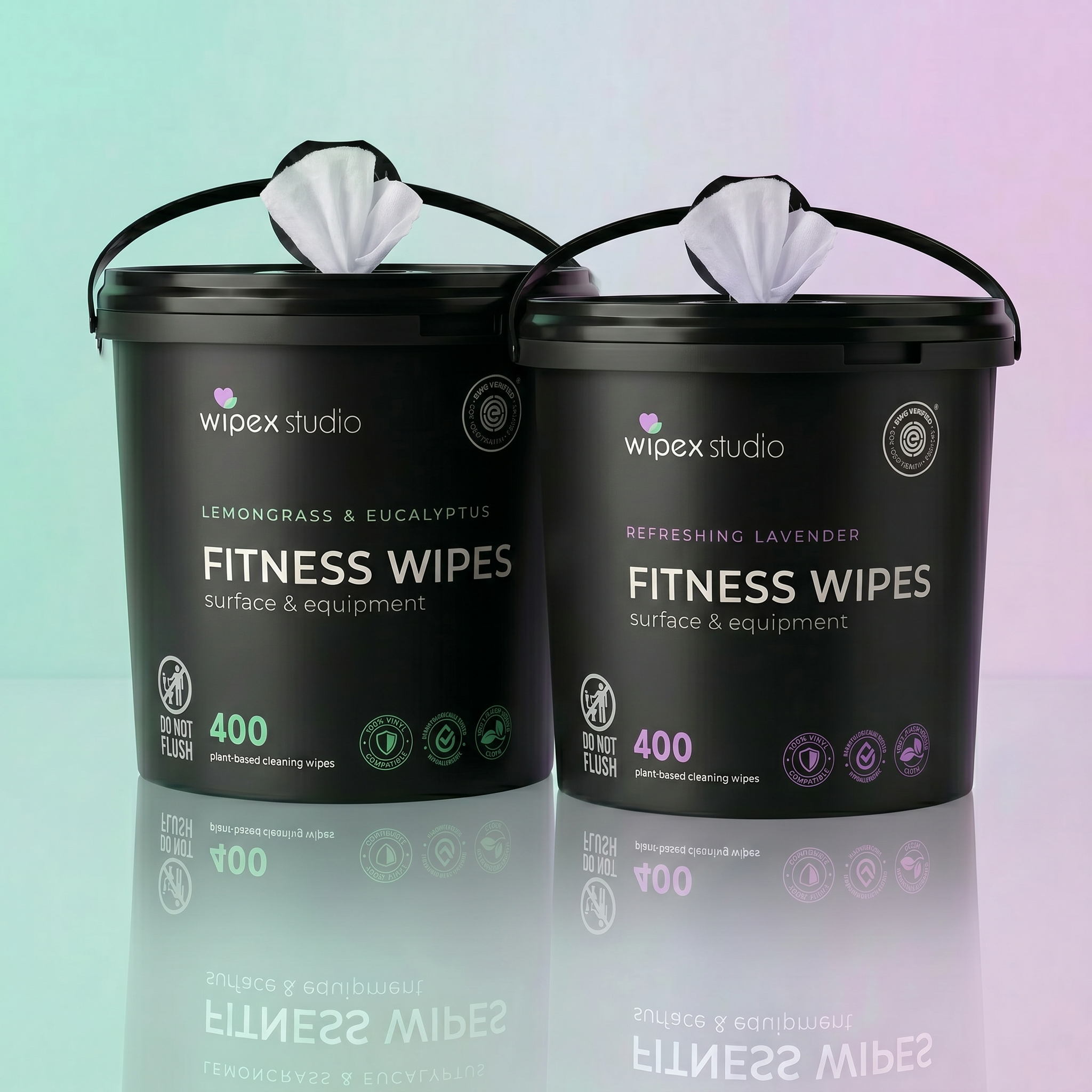 Wipex 400ct Natural Gym Wipes for Fitness Equipment | Portable Dispensing Bucket or Refill | Plant-Based