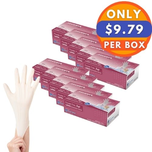 ADVANCE Latex Gloves - Exam Grade, Powder Free, 1,000 Gloves