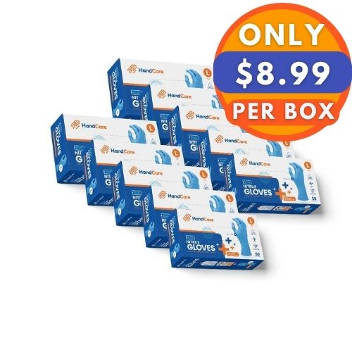 HandCare Blue Nitrile Gloves - Exam Grade, Powder Free (8 Mil), 500 Gloves BOGO 25% OFF