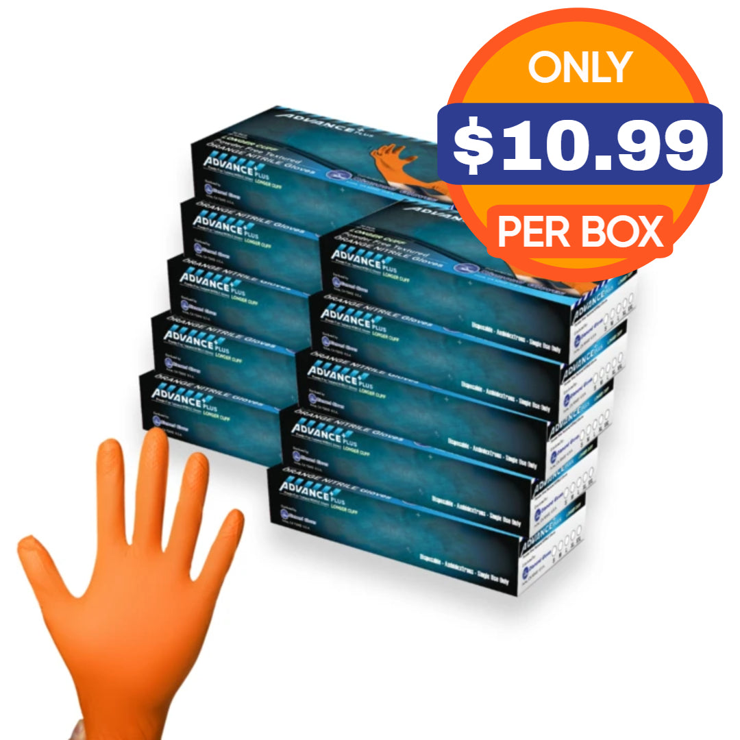ADVANCE Plus Orange Nitrile Gloves - Powder Free (6 Mil), 500 Gloves
