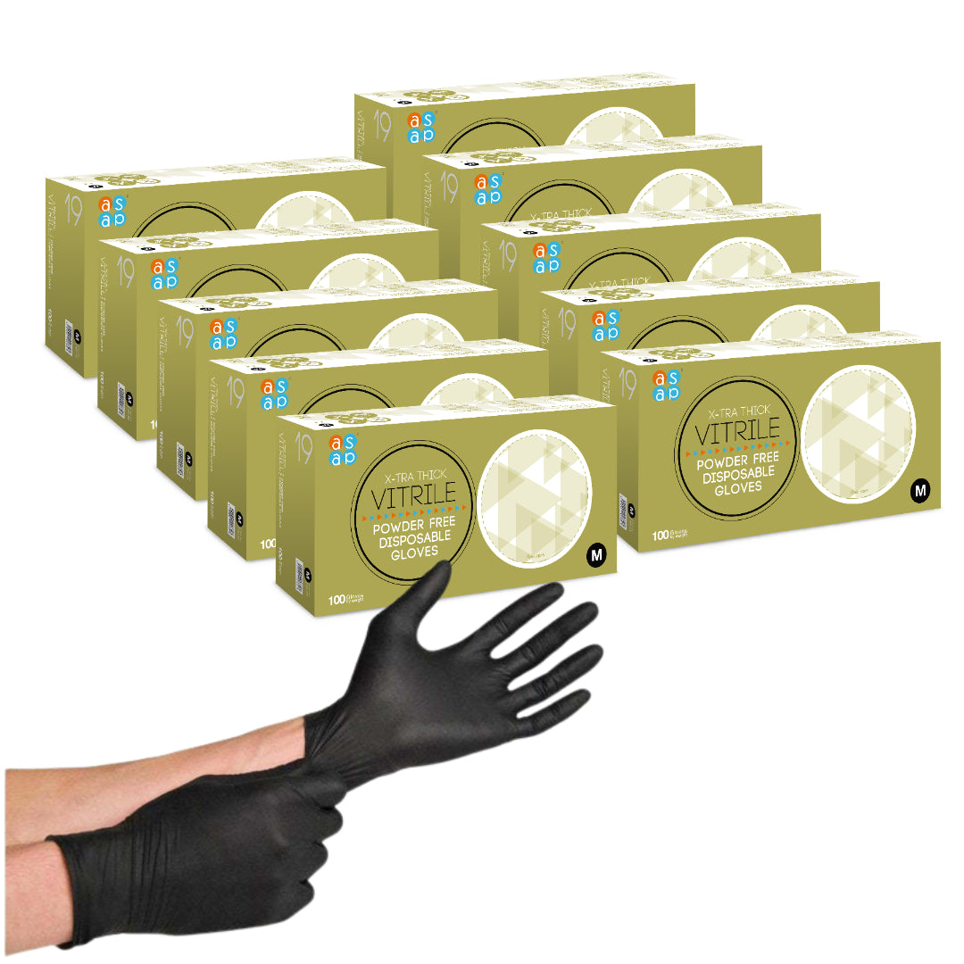 ASAP Black Synthetic Nitrile Gloves (4 Mil), 1,000 Gloves