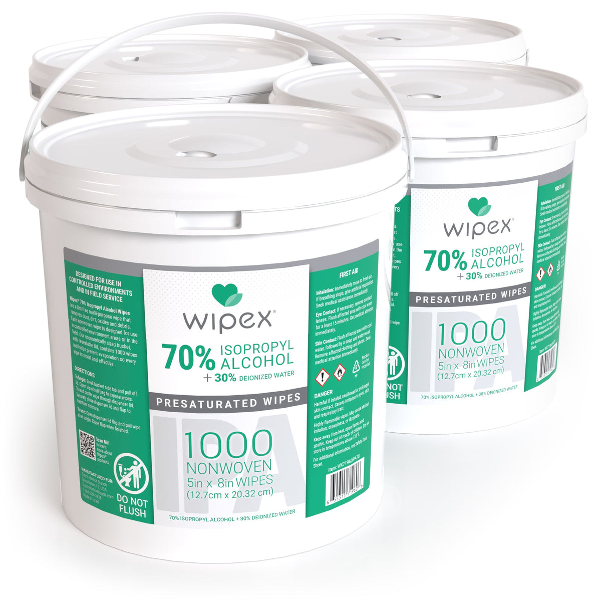 Wipex® Bulk Isopropyl Alcohol 1000 Wipes Per Bucket | High Purity | Commercial/Industrial Grade