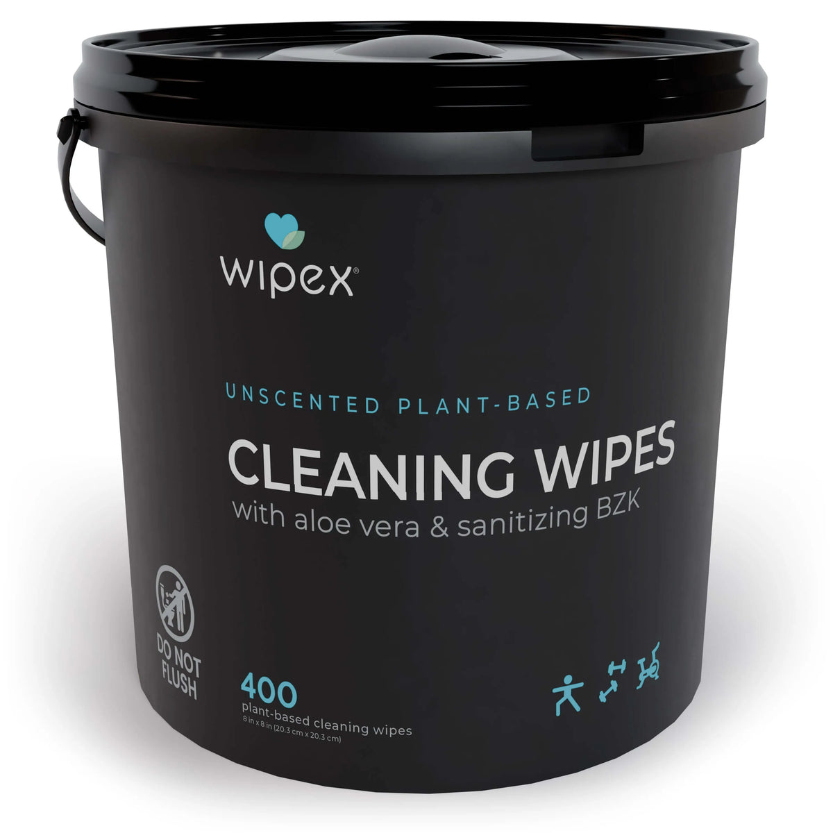 Wipex® Bulk Antibacterial Wipes Portable Dispensing Bucket 400ct | Skin-Safe Sanitizing Wipe | TÜV-Certified Plant-Based Cloth