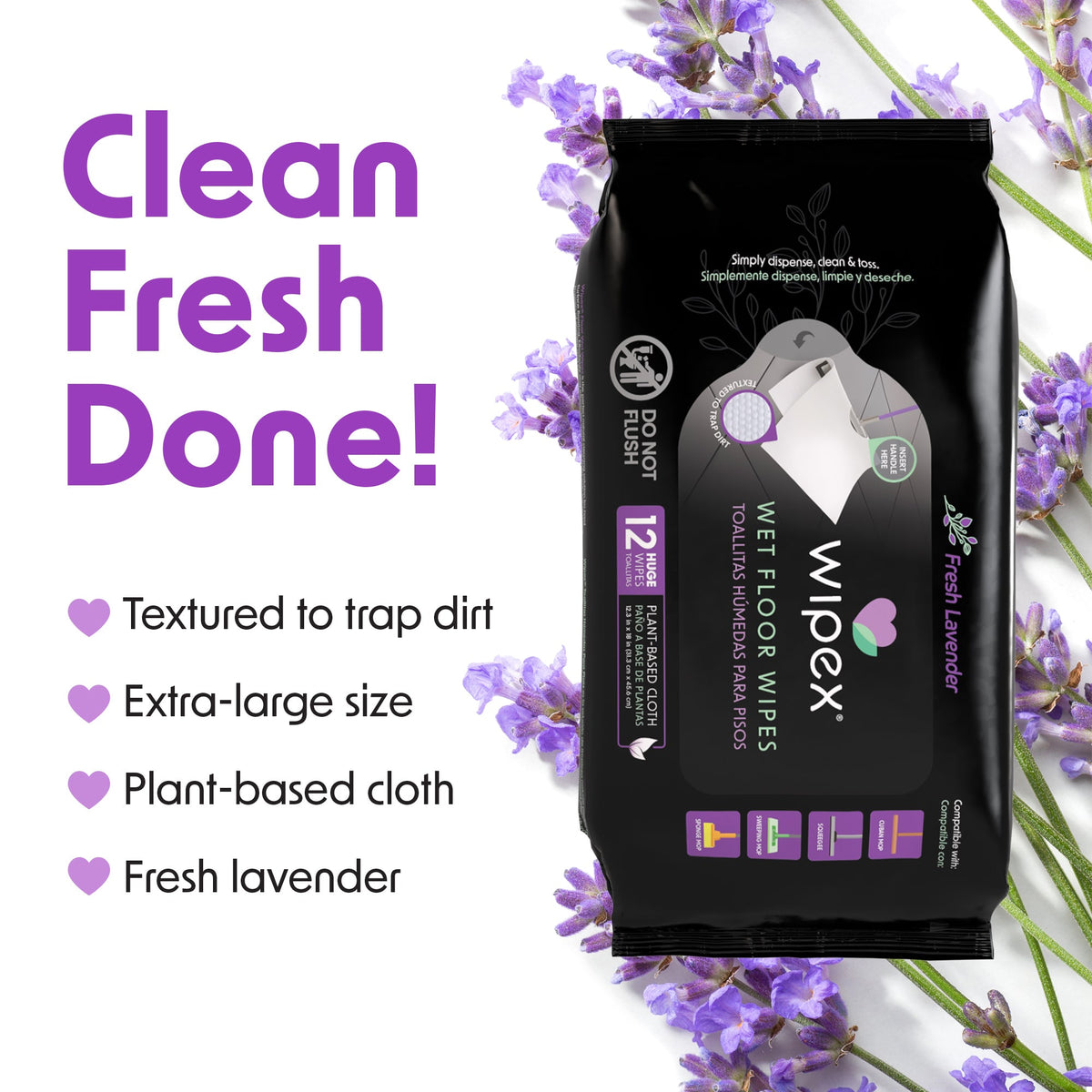 Wipex Earth-Friendly XL Wet Mop Wipes | Ultimate Plastic-Free Floor Cleaning Pads