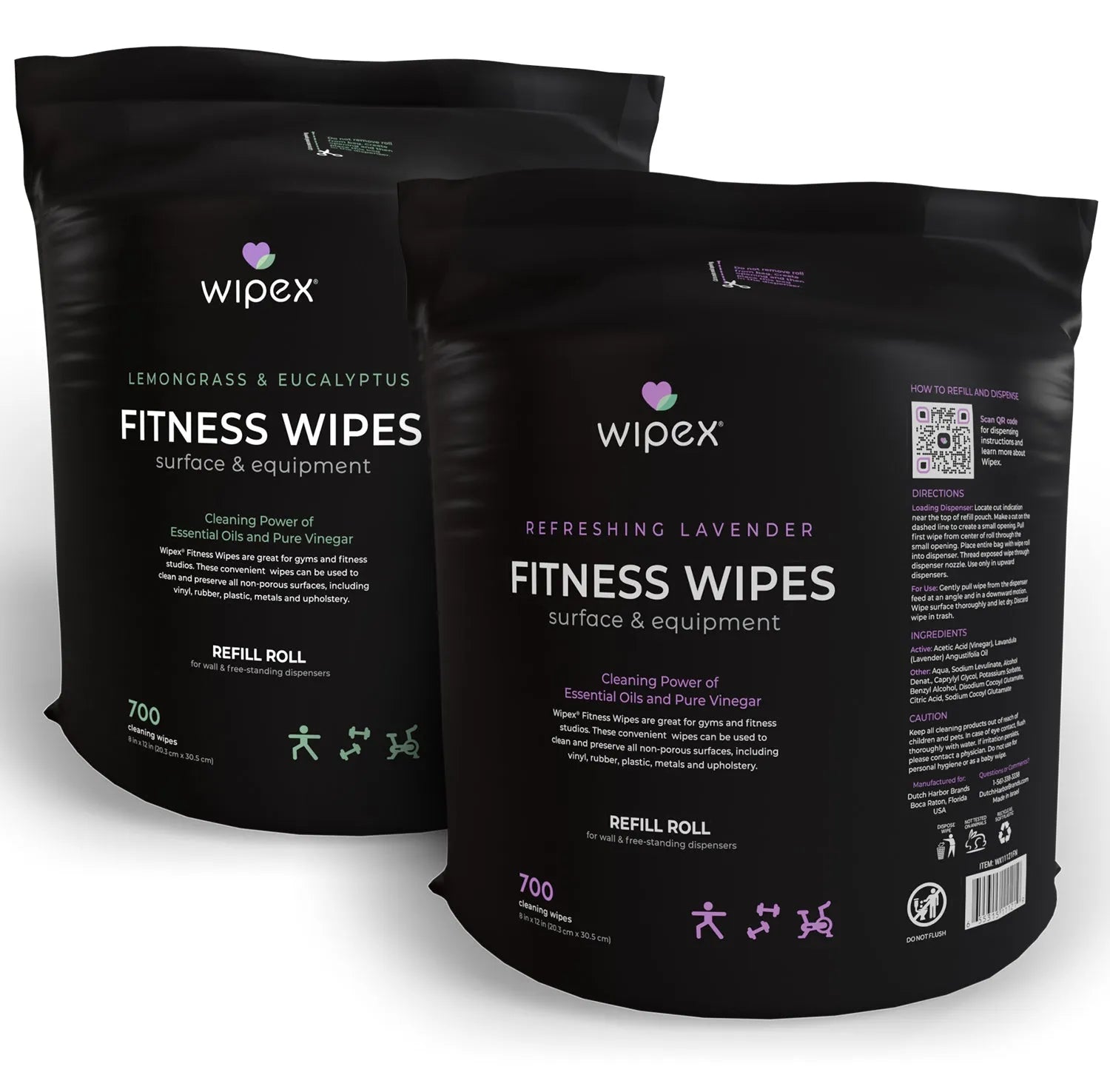 Wipex Natural Fitness Equipment Wipes 700ct Bulk Gym Refill Roll